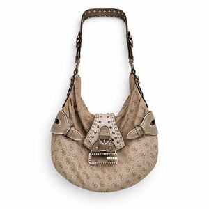 Guess *Fair* Monogram Canvas Shoulder Bag Y2k Faux Leather Croc